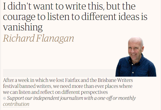 On Richard Flanagan’s article that he didn’t want to write